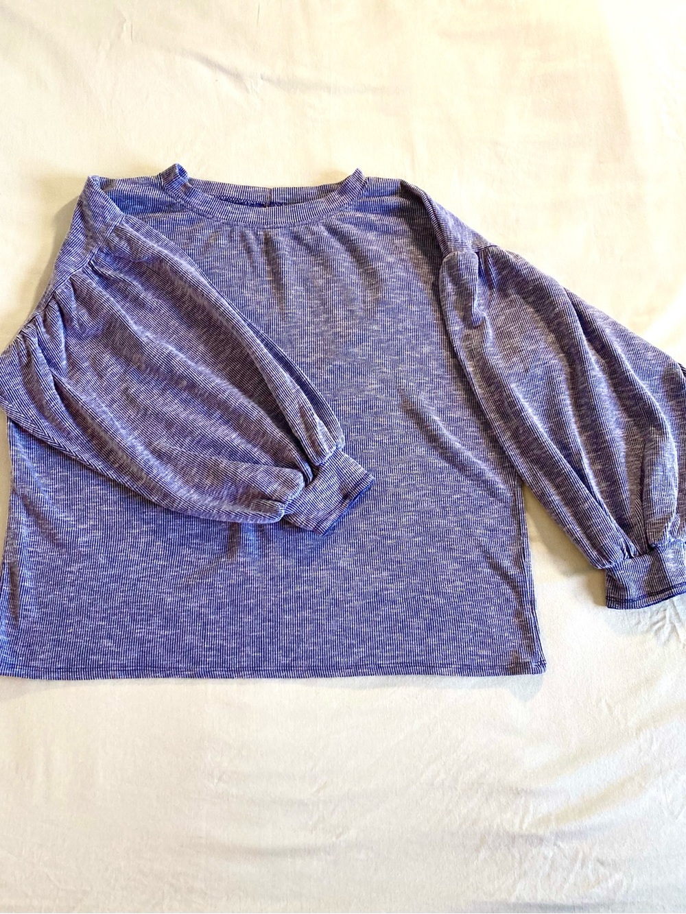 Elan Heathered Purple Balloon Sleeve Top